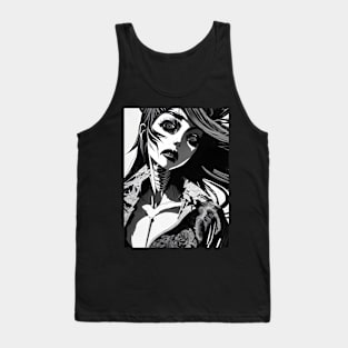 Alternative Aesthetics Unveiled: Dark Artistry in Black and White Tank Top